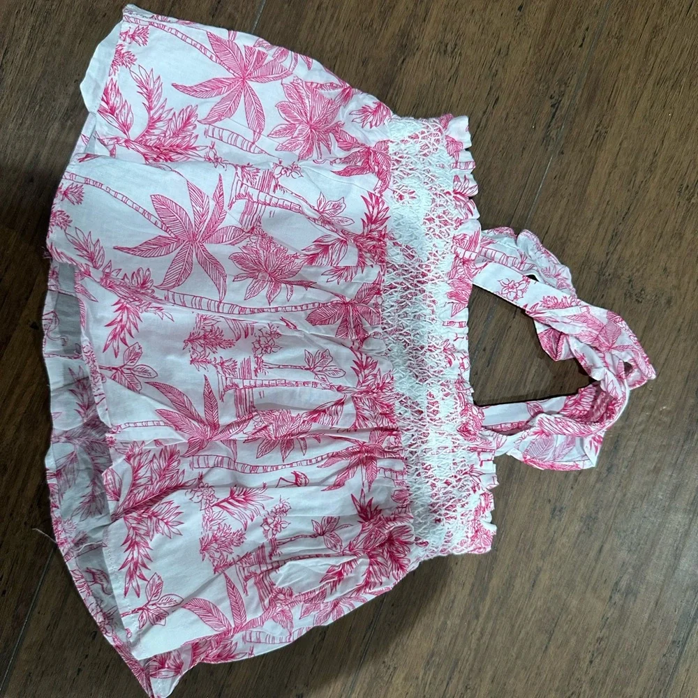 Janie and Jack Pink Palm Diaper Cover Set